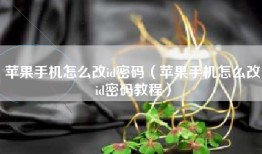 苹果手机怎么改id密码（苹果手机怎么改id密码教程）